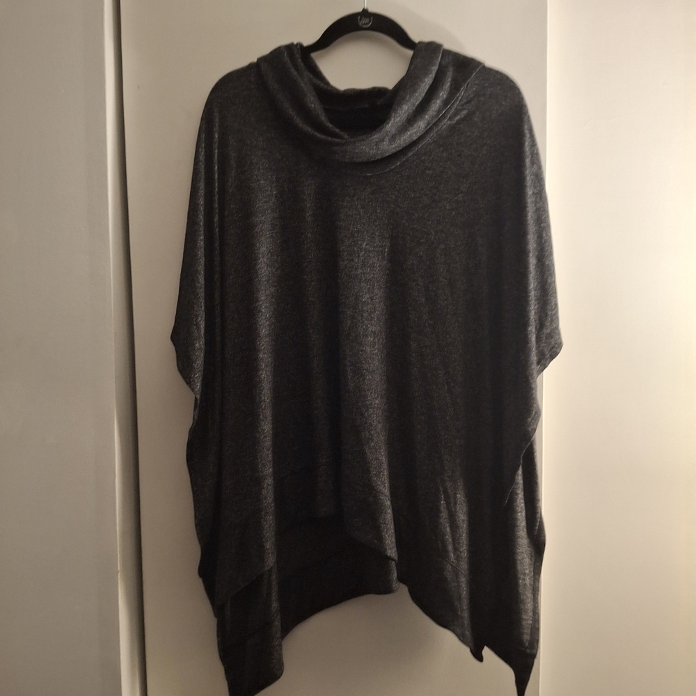 White House Black Market Heathered Gray Poncho Sweater